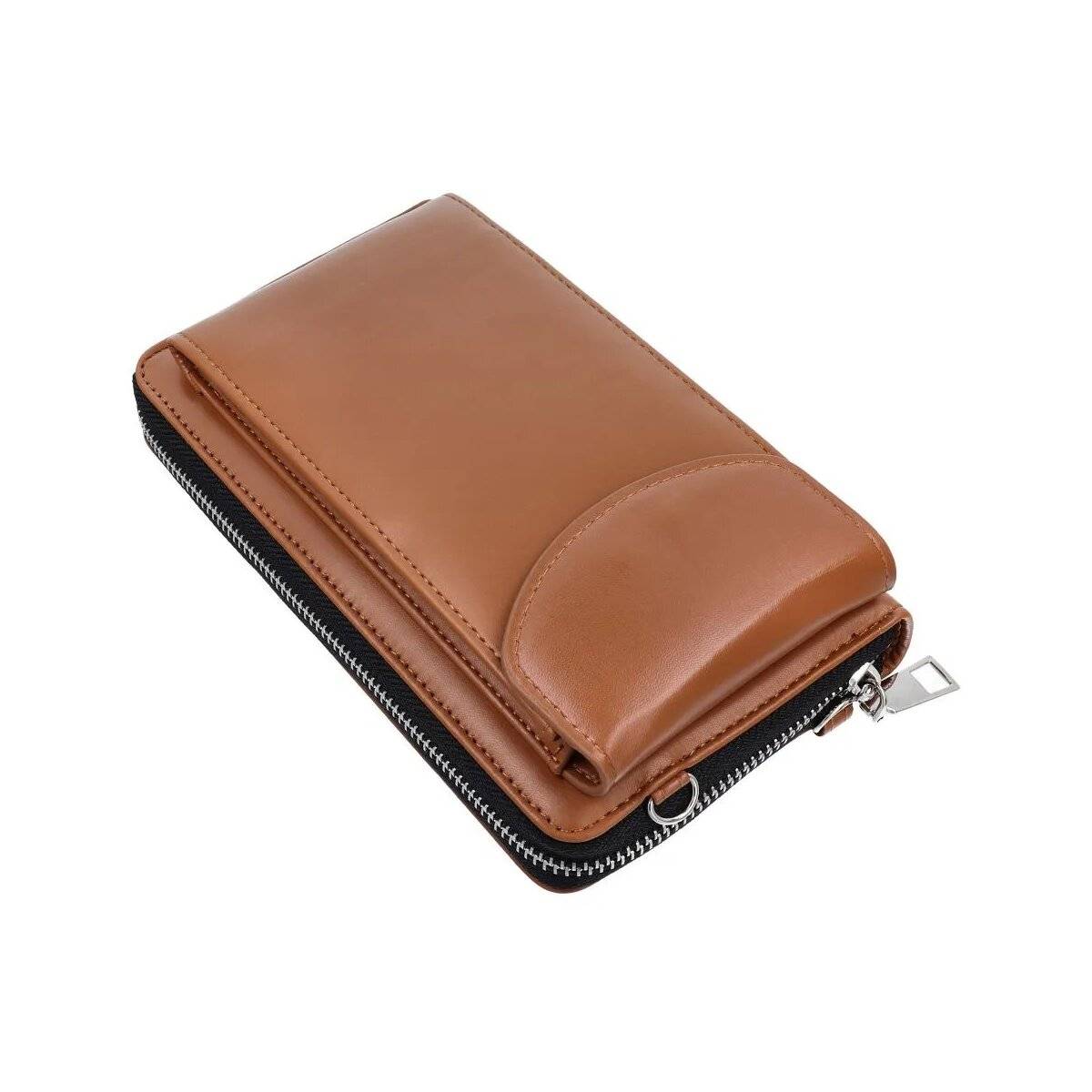 Stilvolle Handtasche für Smartphones - Hanydtasche mit Reißverschluss Braun