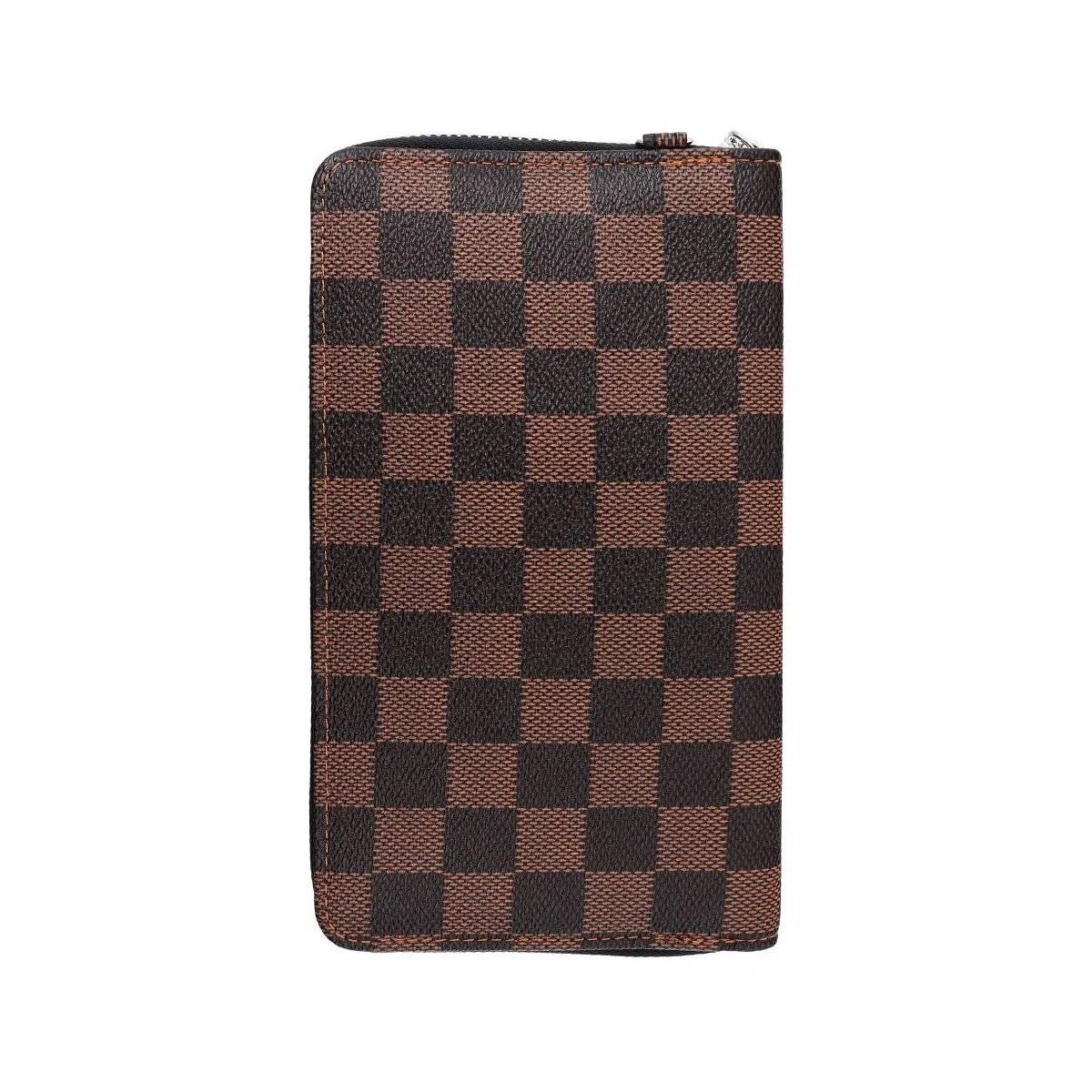 Stilvolle Handtasche für Smartphones - Hanydtasche mit Reißverschluss Braun-kariert