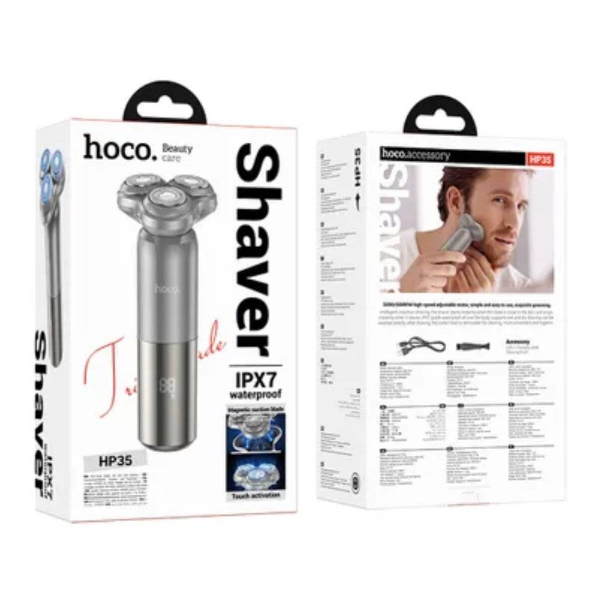 Drei-Klingen-Rasierer 600mAh mit LED-Digitalanzeigebildschirm IPX7 Wasserdicht Grau