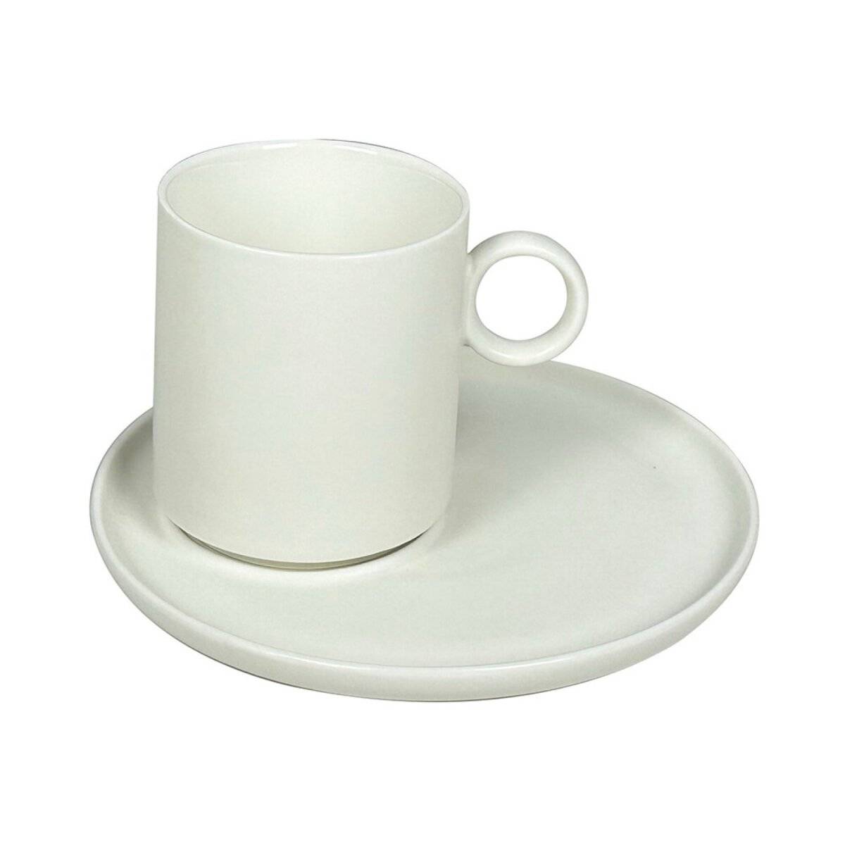 Elegante Kaffeetassen 12-teilig aus Porzellan mit Unterteller - 220 ml Creme