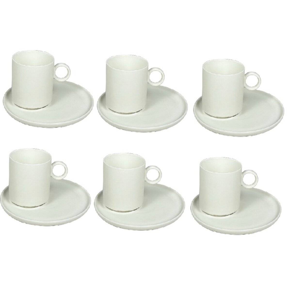 Elegante Kaffeetassen 12-teilig aus Porzellan mit Unterteller - 220 ml Creme
