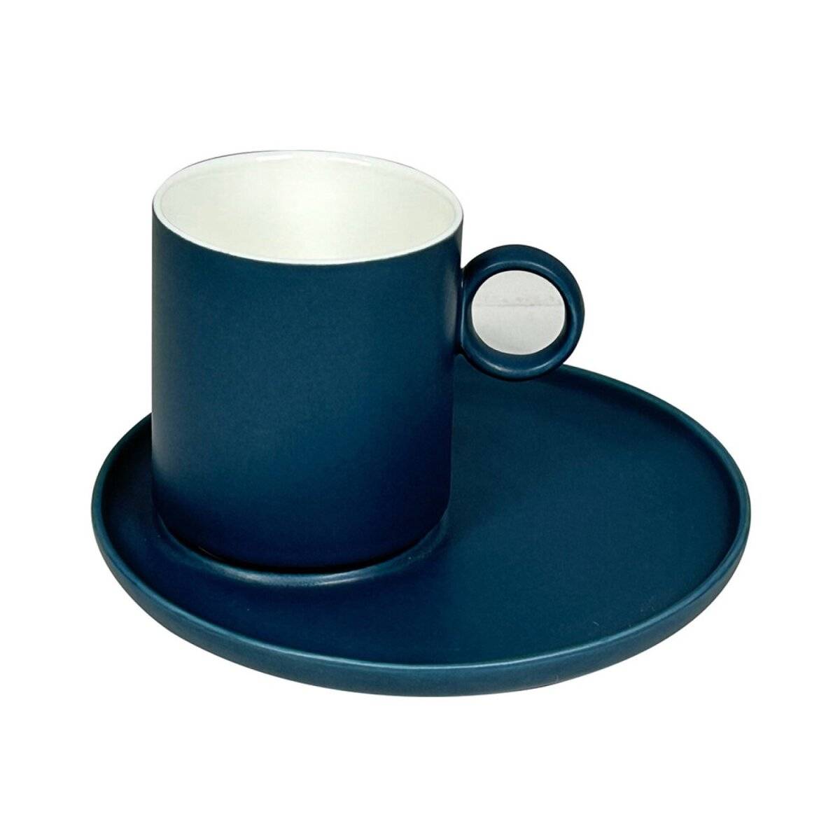 Elegante Kaffeetassen 12-teilig aus Porzellan mit Unterteller - 220 ml Blau
