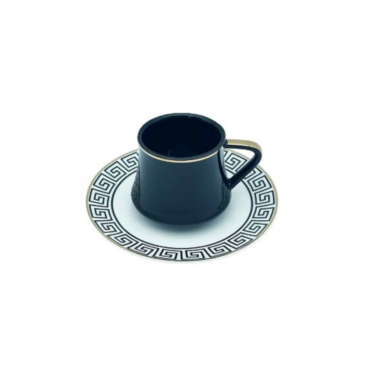 12-tlg. Kaffeeservice, Kaffee- und Mokkatassen mit Unterteller aus Porzellan Schwarz 90 ml