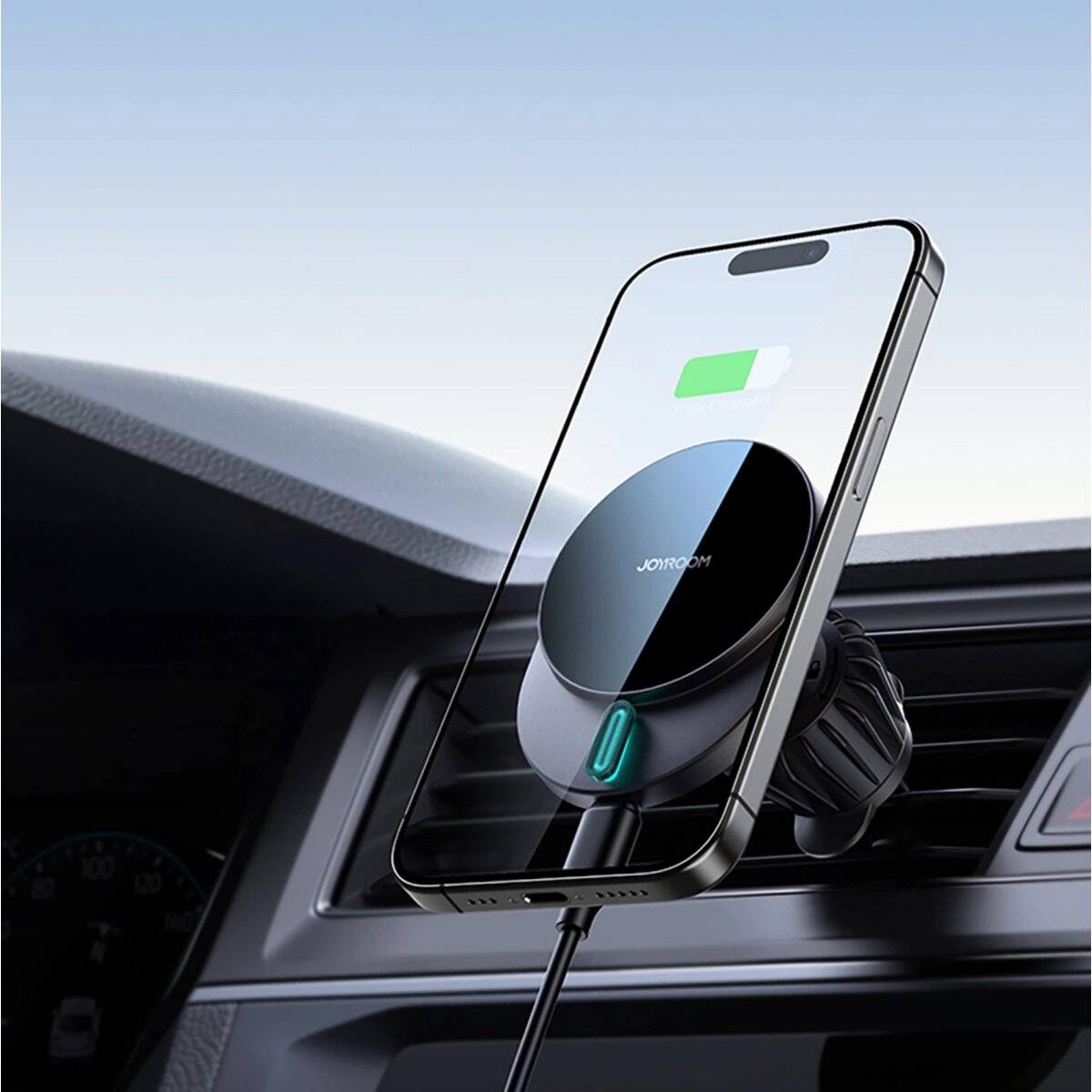 Magnethalter mit 15W induktivem Ladegerät für Auto-Lüftungsschlitze  Schwarz