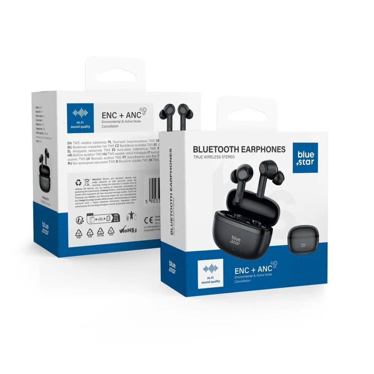 Kabellose Stereo Kopfhörer mit ENC-Funktion, In-Ear Bluetooth Kopfhörer 230 mAh Schwarz