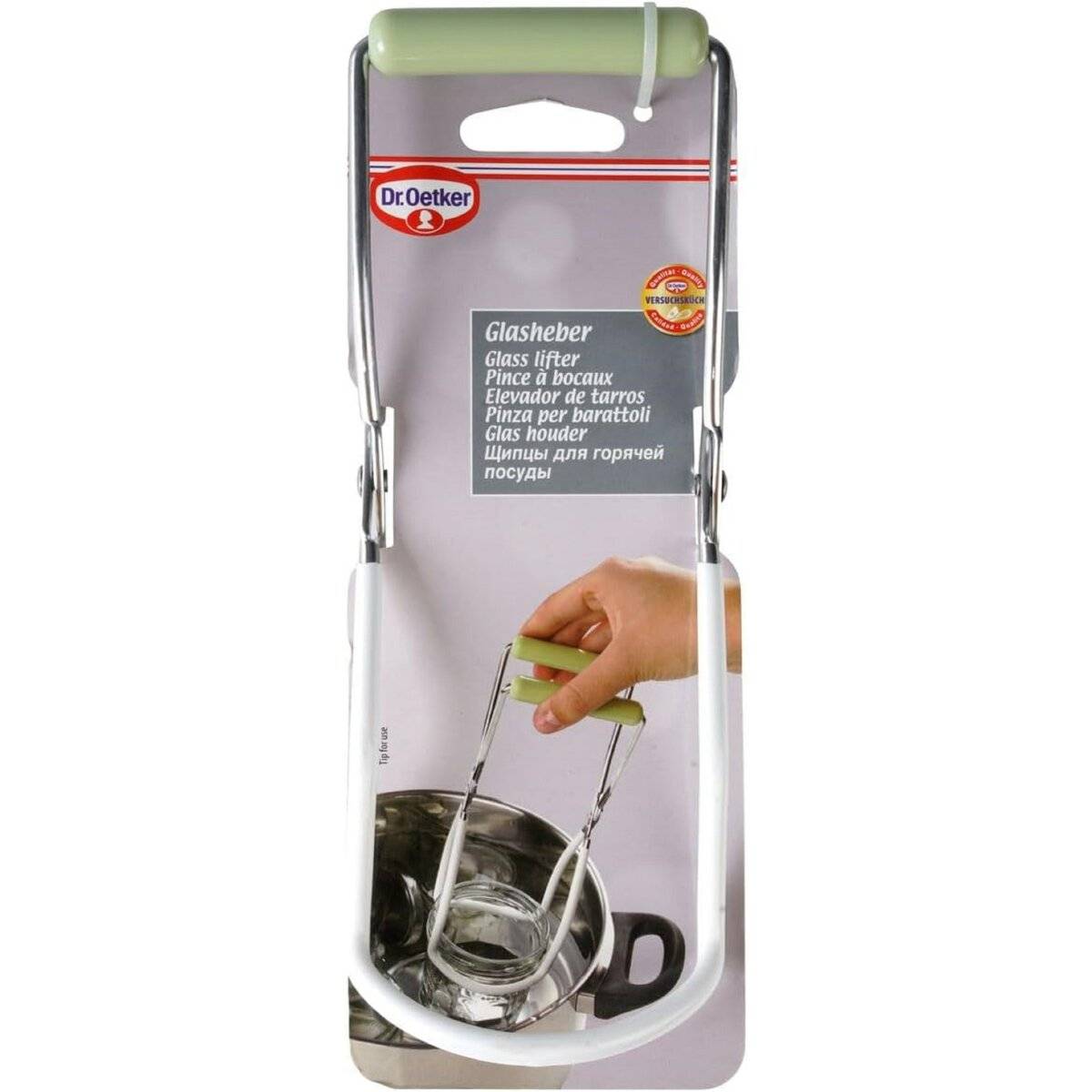 Dr. Oetker Glasheber Einmachglasheber Konservenglasheber Greifzange für alle gängigen Glas- und Flaschengrößen