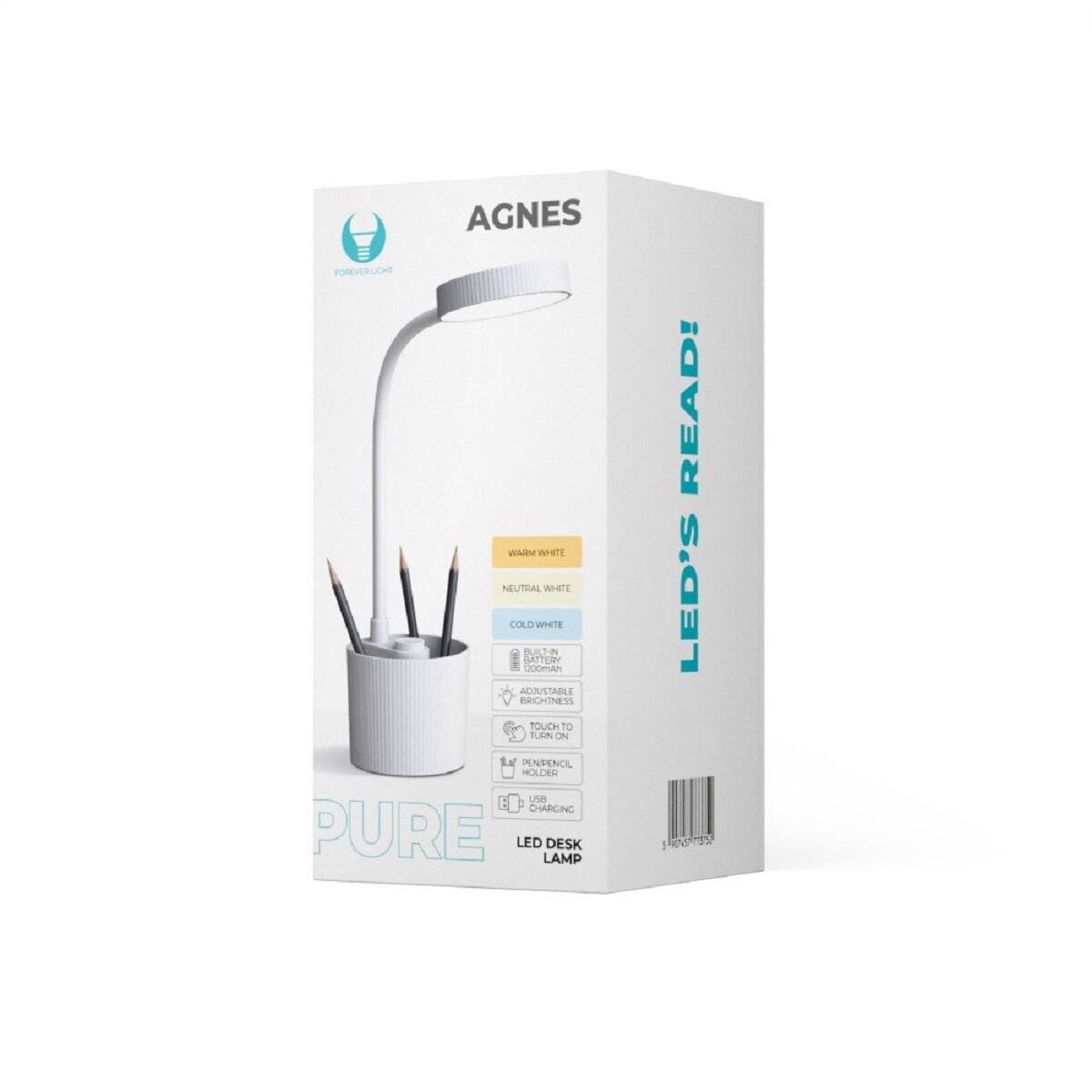 Forever Light Schreibtischlampe mit Stifthalter  5W Dimmbar und Praktisch für Arbeit und Studium