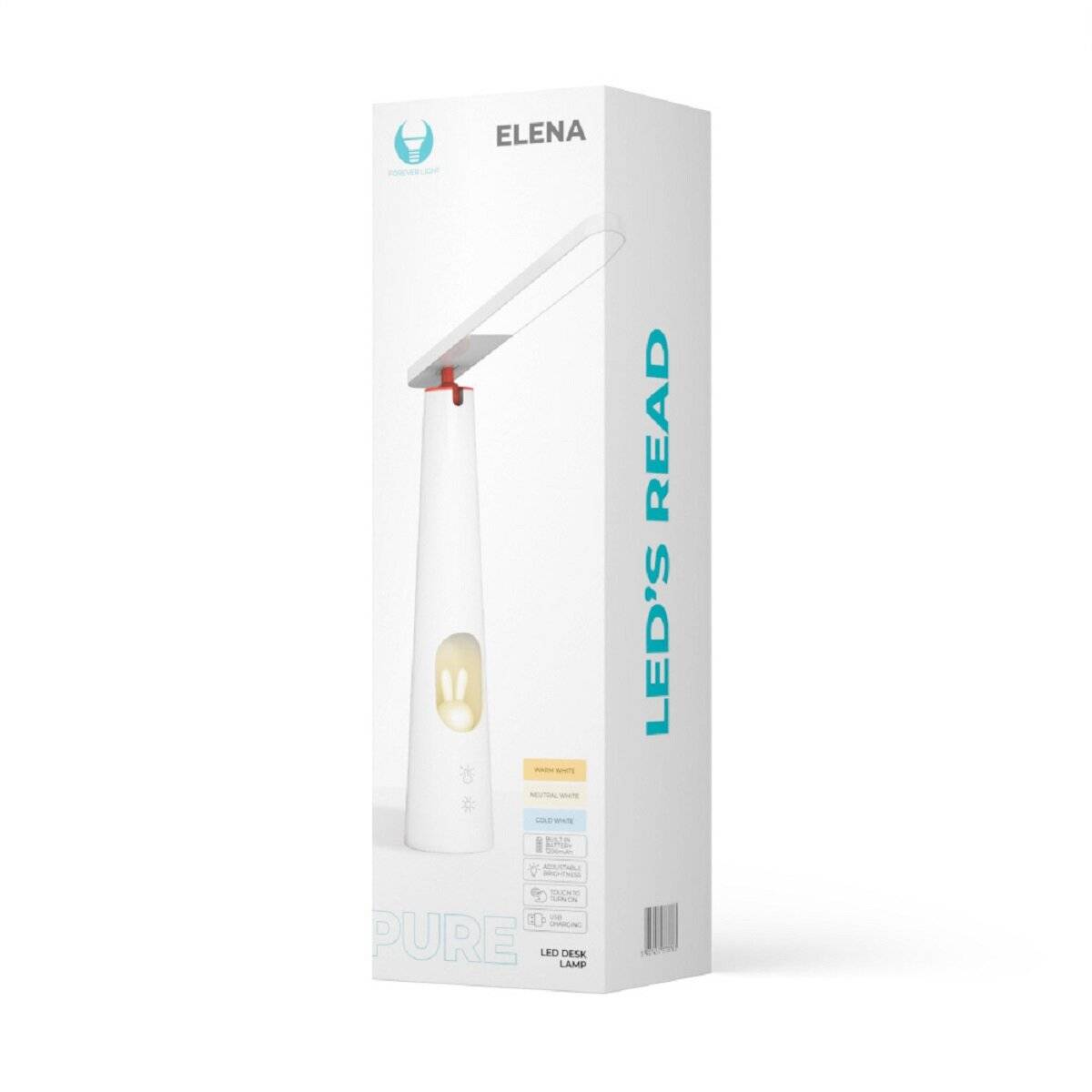 Forever Light Moderne LED-Lampe Nachtlicht  USB-C Aufladung und verstellbare Beleuchtung für Ihr Zuhause