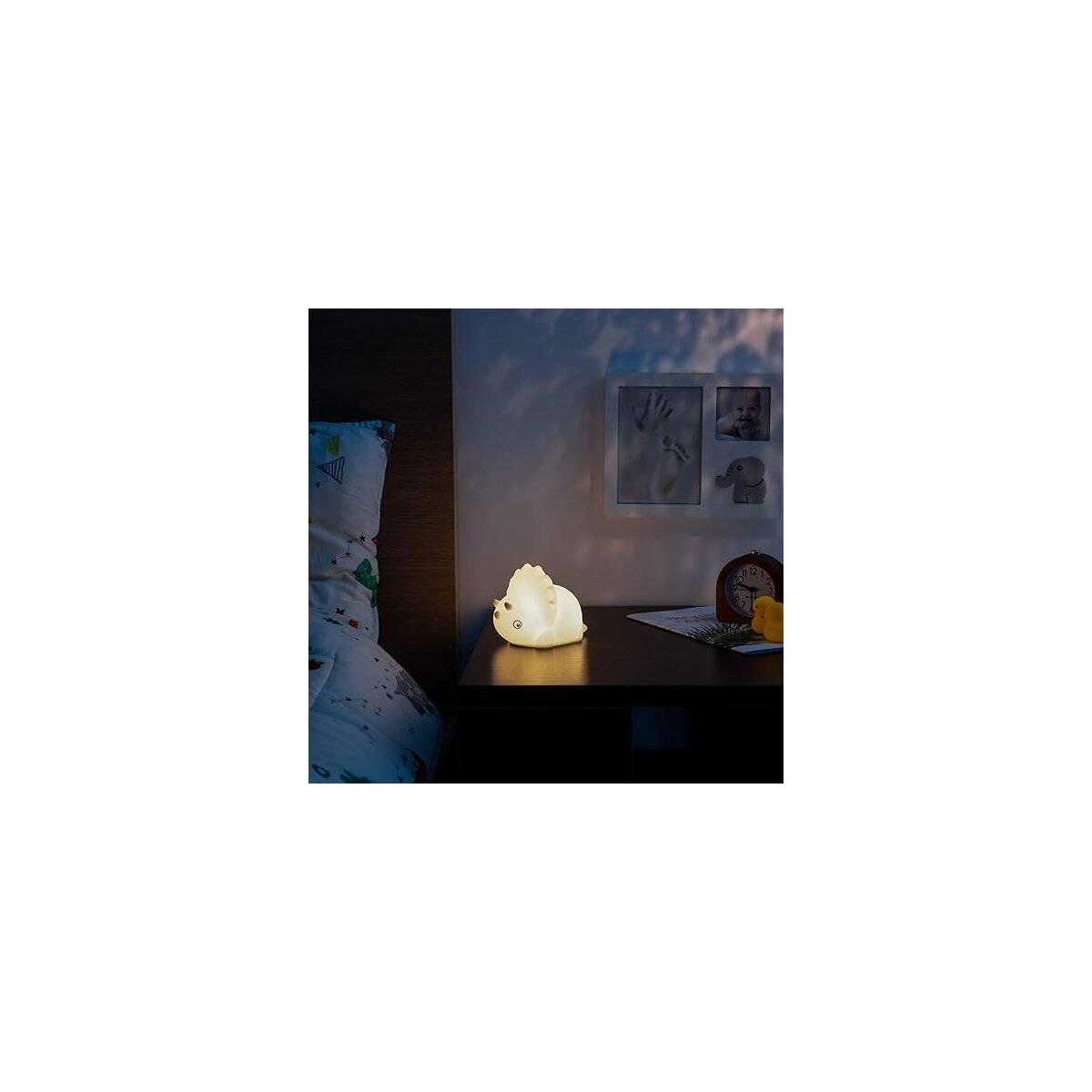 Stylisches Nachtlicht mit vielseitigen Lichtmodi | Wiederaufladbarem Akku | RGB-Farbwechsel | Triceratops