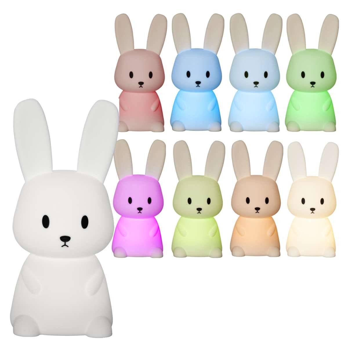 Stylisches Nachtlicht mit vielseitigen Lichtmodi | Wiederaufladbarem Akku | RGB-Farbwechsel | Hase