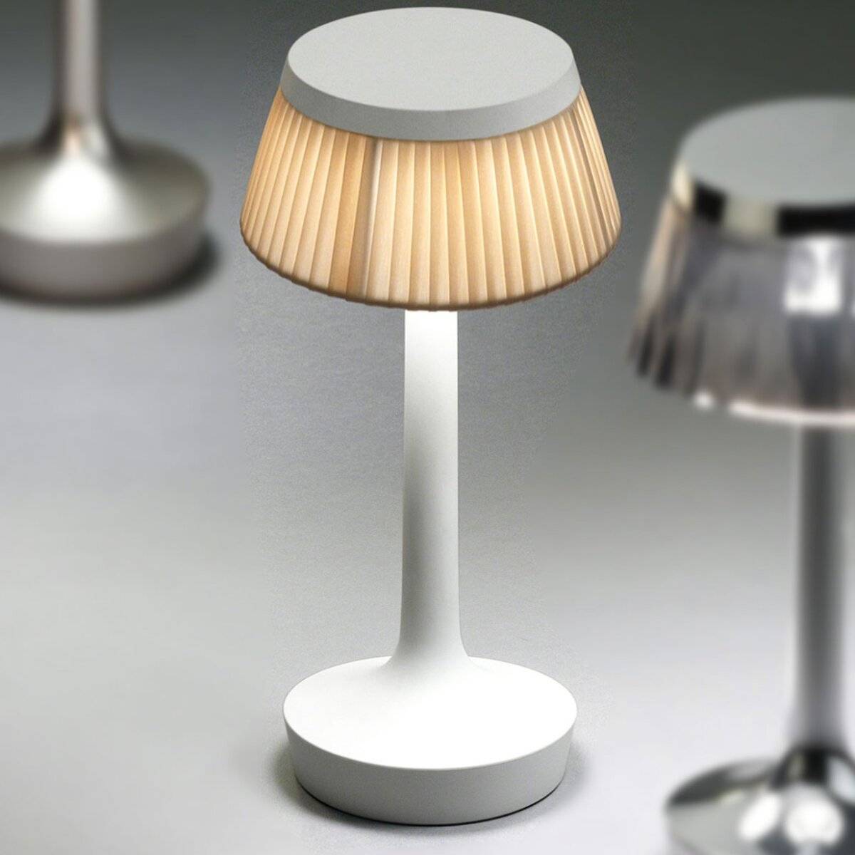 Tischleuchte Rundschirm Batterie Weiß  Vielseitige CCT-Beleuchtung