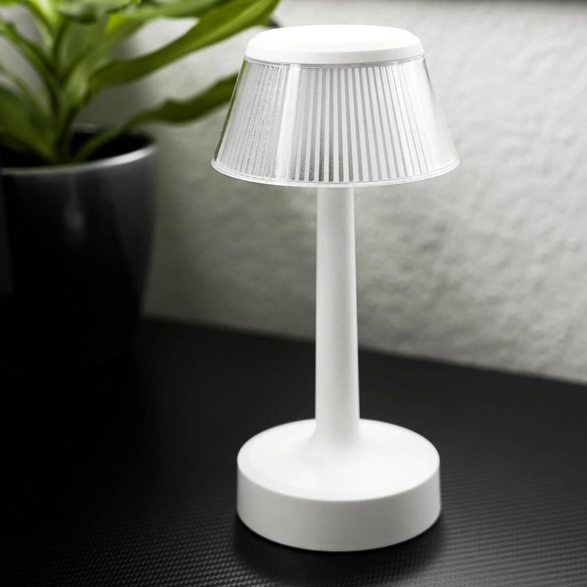 Tischleuchte Rundschirm Batterie Weiß  Vielseitige CCT-Beleuchtung