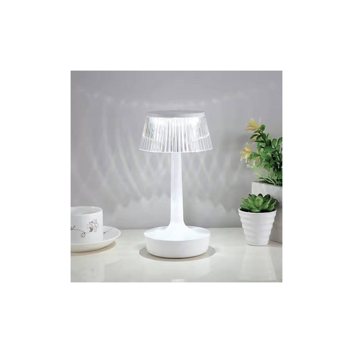 Tischleuchte Rundschirm Batterie Weiß  Vielseitige CCT-Beleuchtung