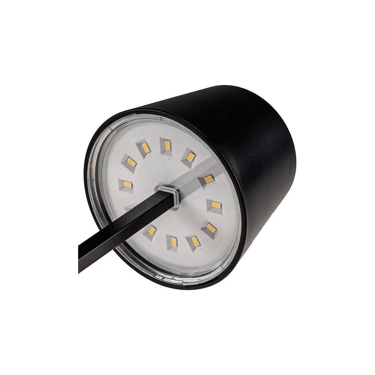 Tischleuchte Rundschirm Batterie Schwarz  3-Stufen-Dimmfunktion