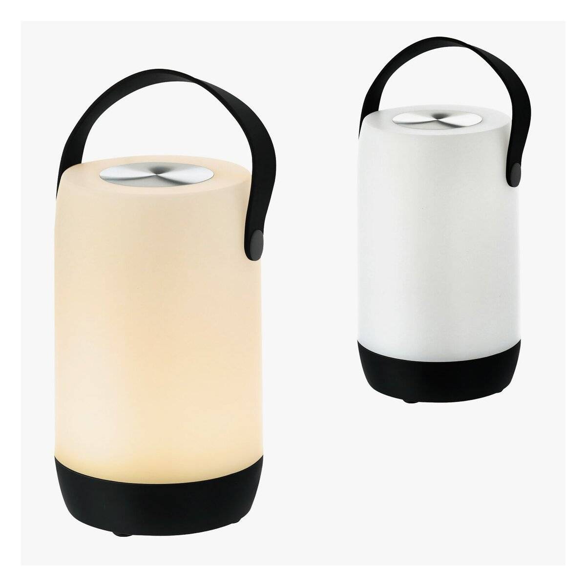 Tischleuchte mit Schlaufe  Akku, IP44, Schwarz-Weiß, Dimmbar