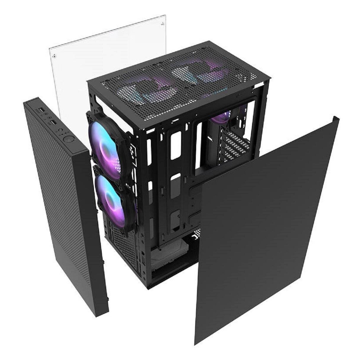 Darkflash A290 PC-Gehäuse  Stilvolles Design mit gehärtetem Glas und RGB-Lüftern