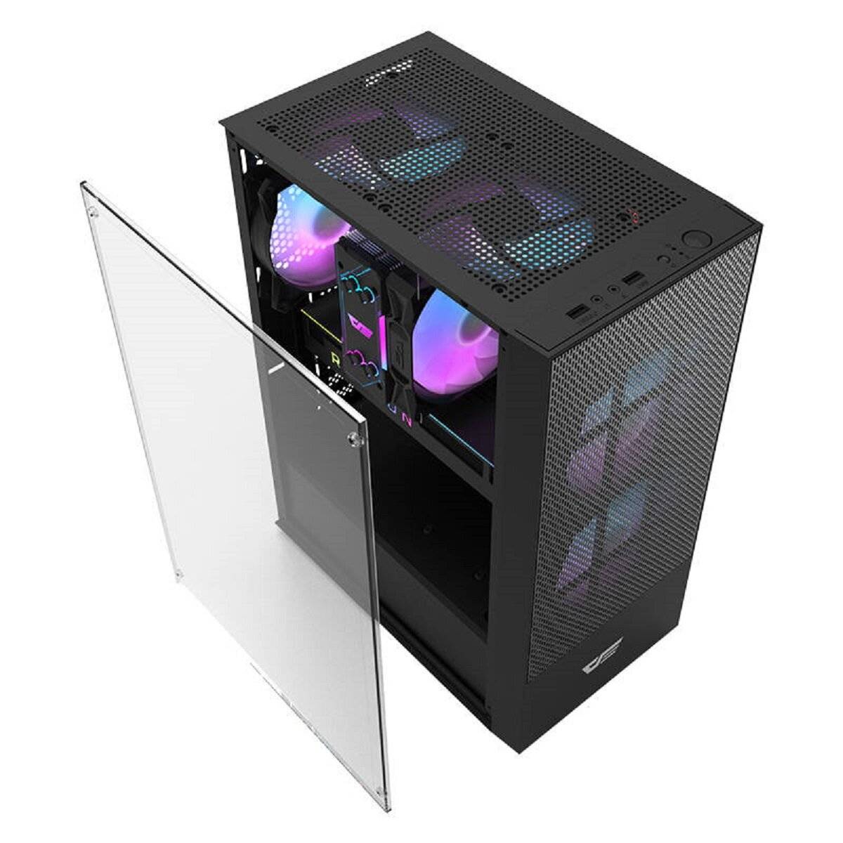 Darkflash A290 PC-Gehäuse  Stilvolles Design mit gehärtetem Glas und RGB-Lüftern