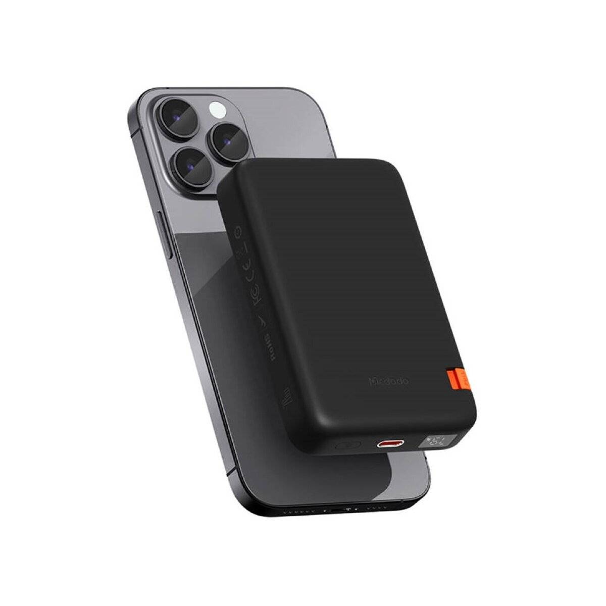 Powerbank kompatibel mit MagSafe 10000 mAh 20W Schnellladegerät mit Ständer Schwarz