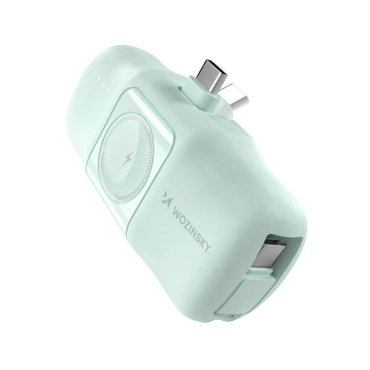 Mini-Powerbank mit integriertem USB-C-Kabel und Apple Watch Ladegerät 5000 mAh 15 W Grün