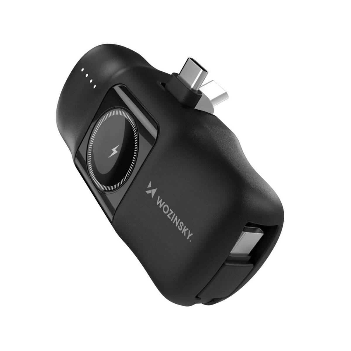 Mini-Powerbank mit integriertem USB-C-Kabel und Apple Watch Ladegerät 5000 mAh 15 W Schwarz