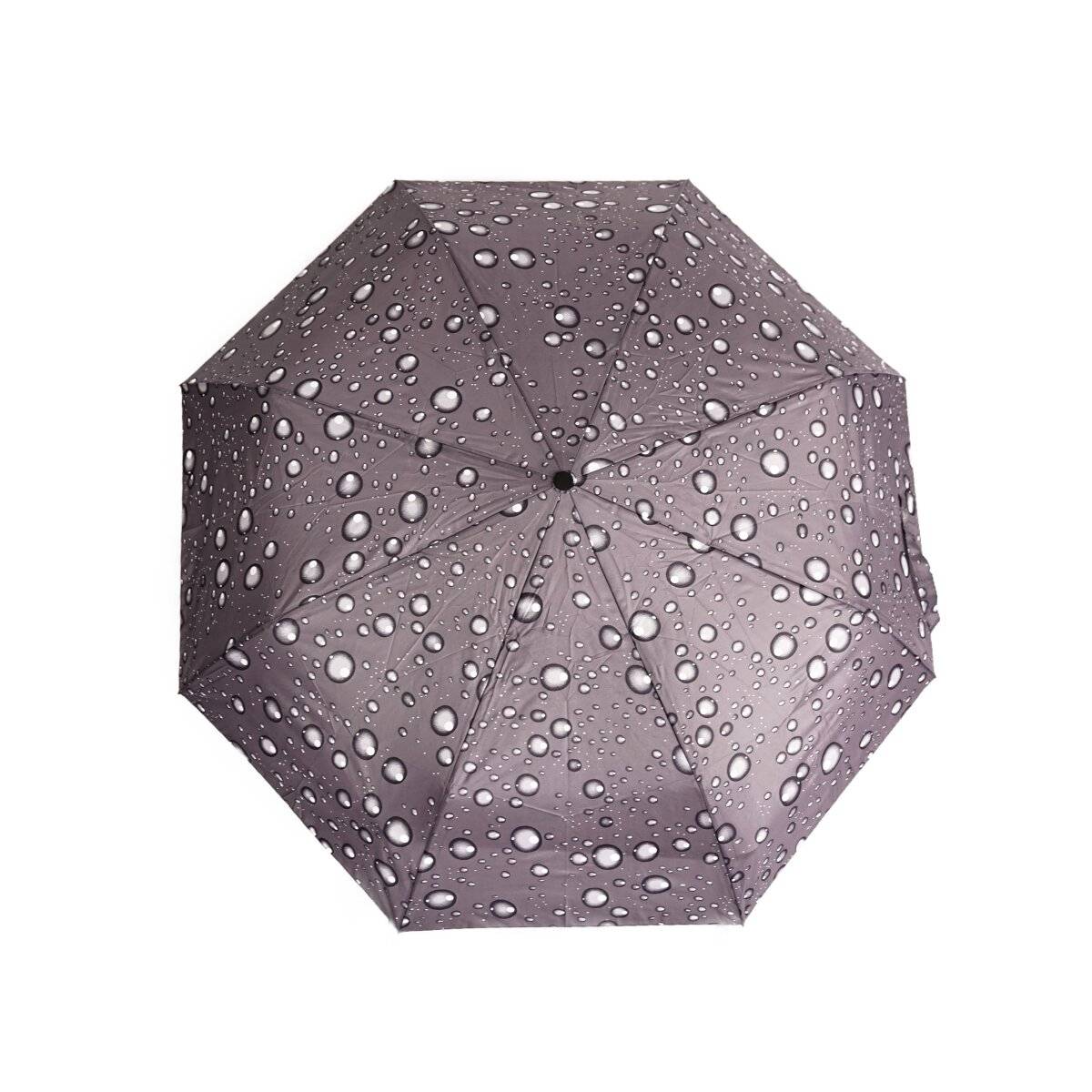 Stilvoller Taschenschirm mit Schutzhülle und Regentropfendesign  kompakt & robust Grau