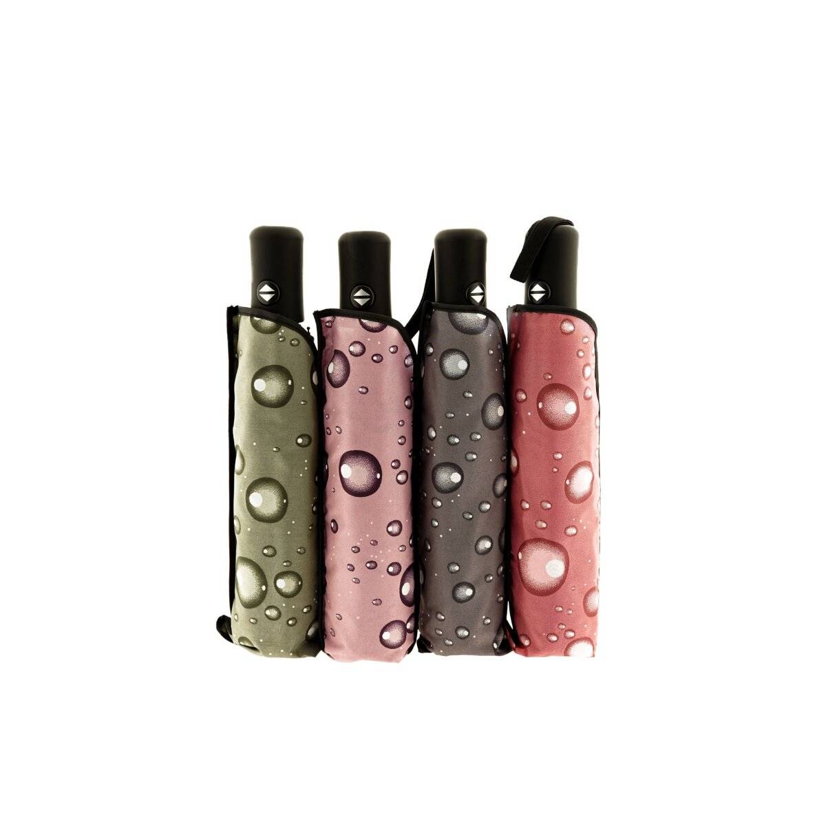 Stilvoller Taschenschirm mit Schutzhülle und Regentropfendesign  kompakt & robust Grau