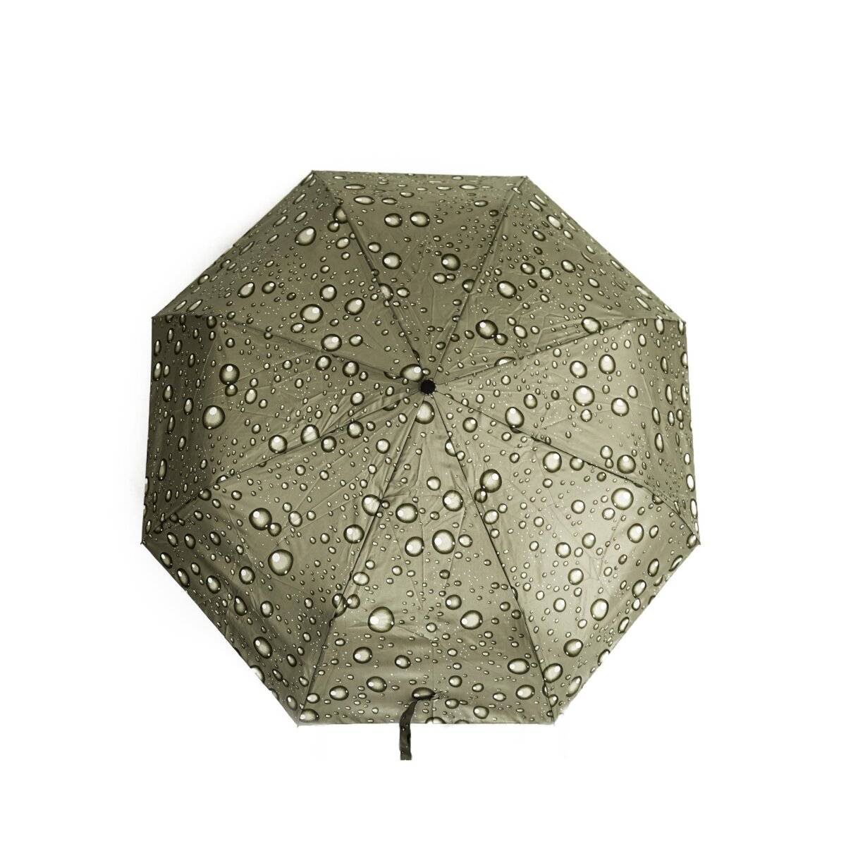 Stilvoller Taschenschirm mit Schutzhülle und Regentropfendesign  kompakt & robust Grün