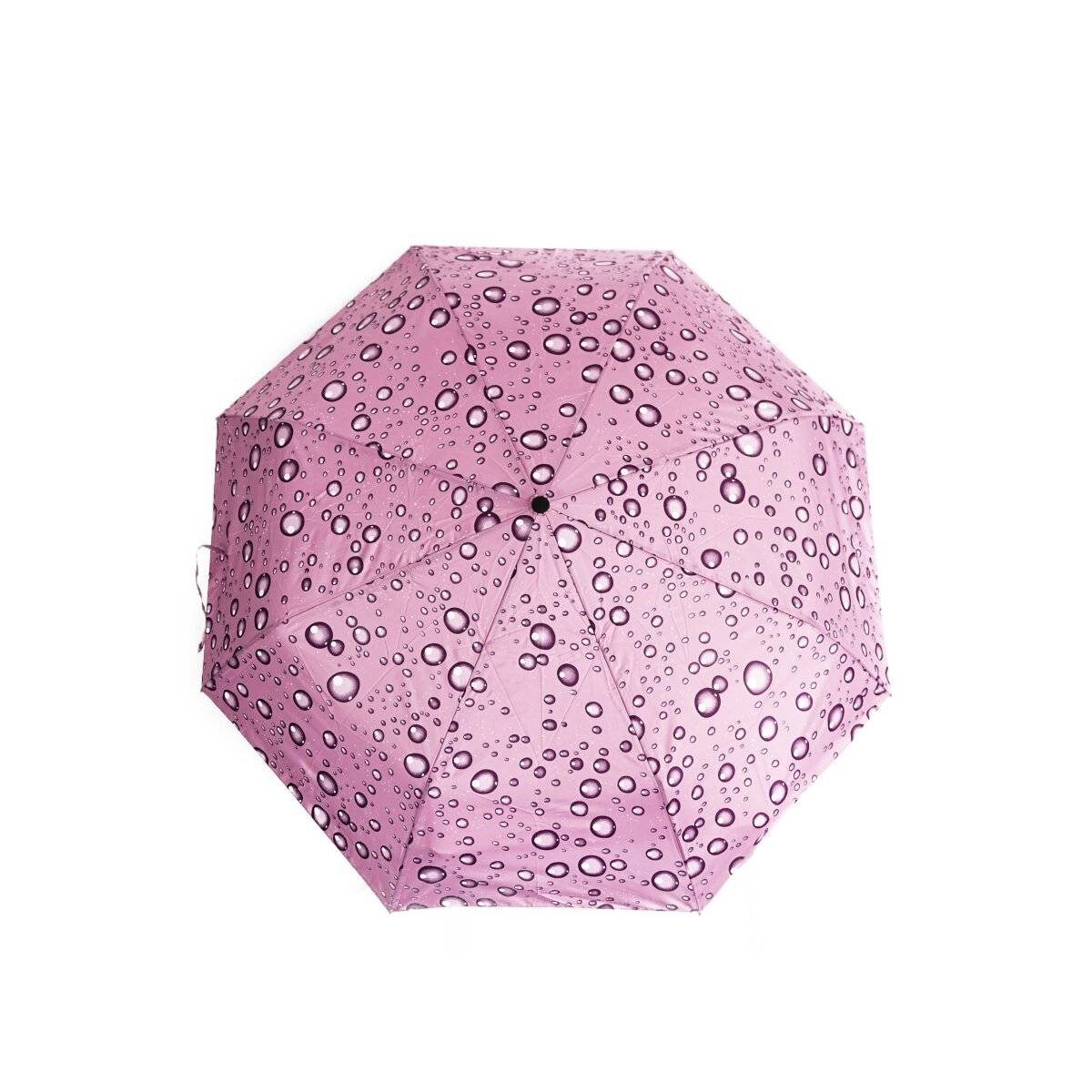 Stilvoller Taschenschirm mit Schutzhülle und Regentropfendesign  kompakt & robust Rosa