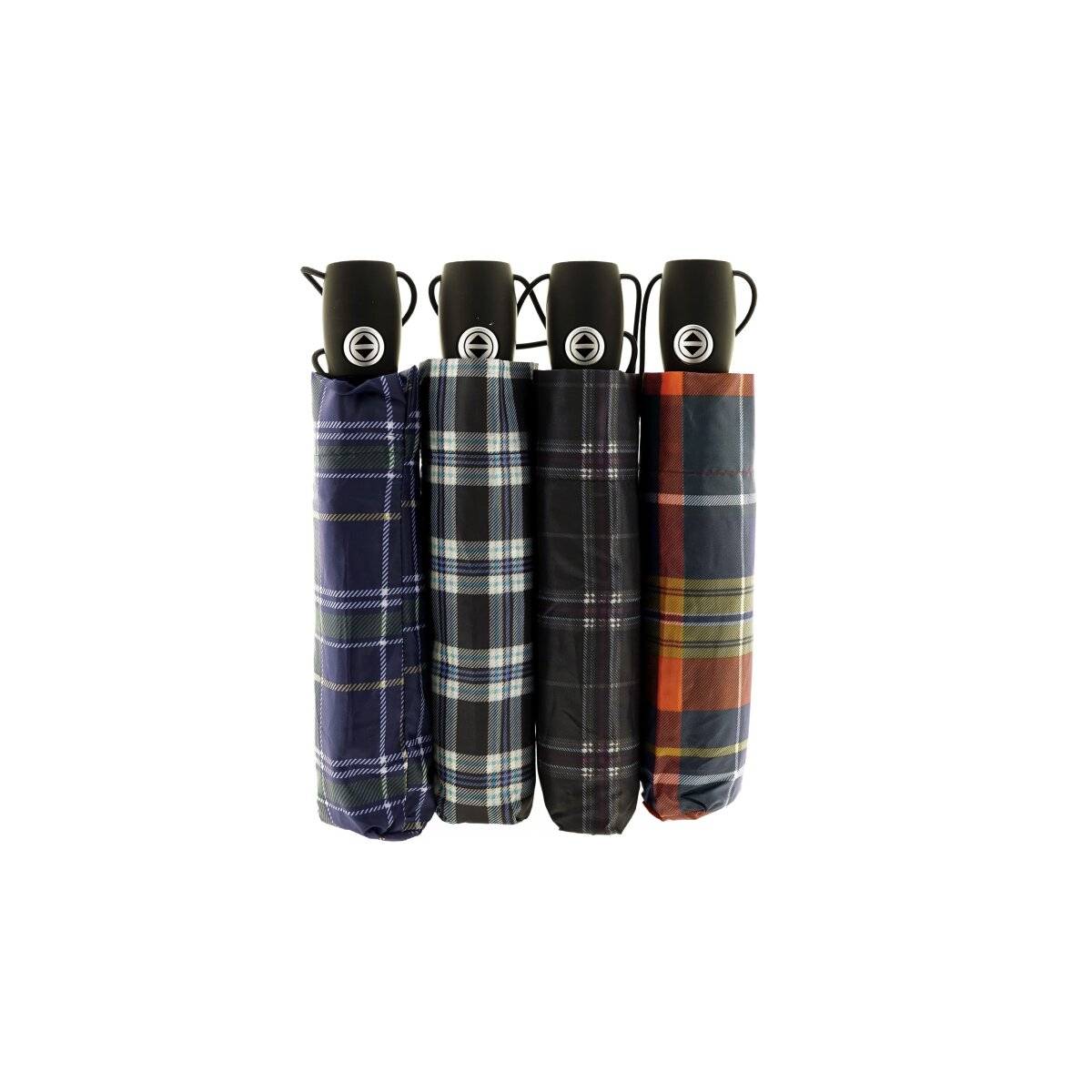 Kompakter Taschenschirm in Karomuster mit Schutzhülle  robust und stilvoll Motiv 1