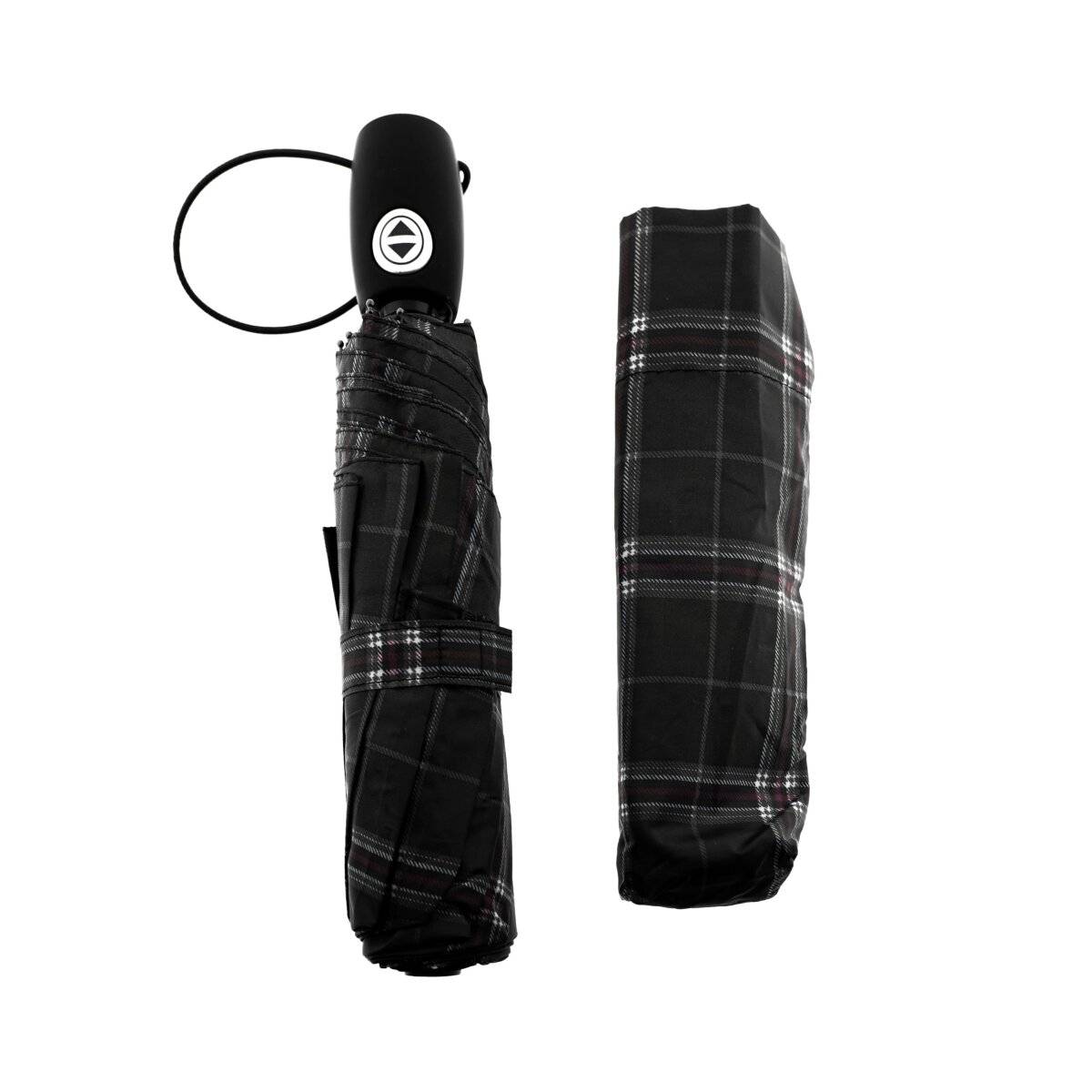 Kompakter Taschenschirm in Karomuster mit Schutzhülle  robust und stilvoll Motiv 3