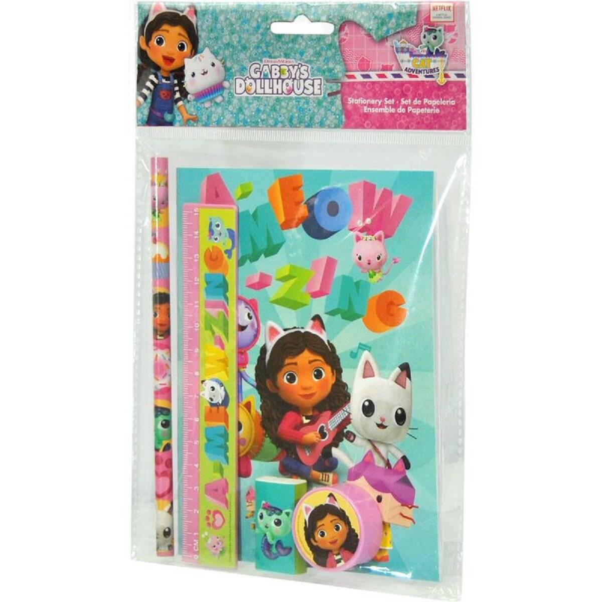 Gabby's Dollhouse Schreibset für Kinder  Notizbuch, Aufkleber, Stift, Radiergummi & Zettelblock