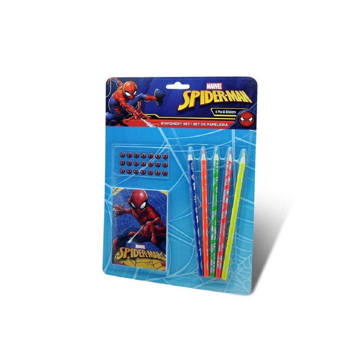 Spider-Man Schreibset für Kinder  5 Stifte & Notizblock