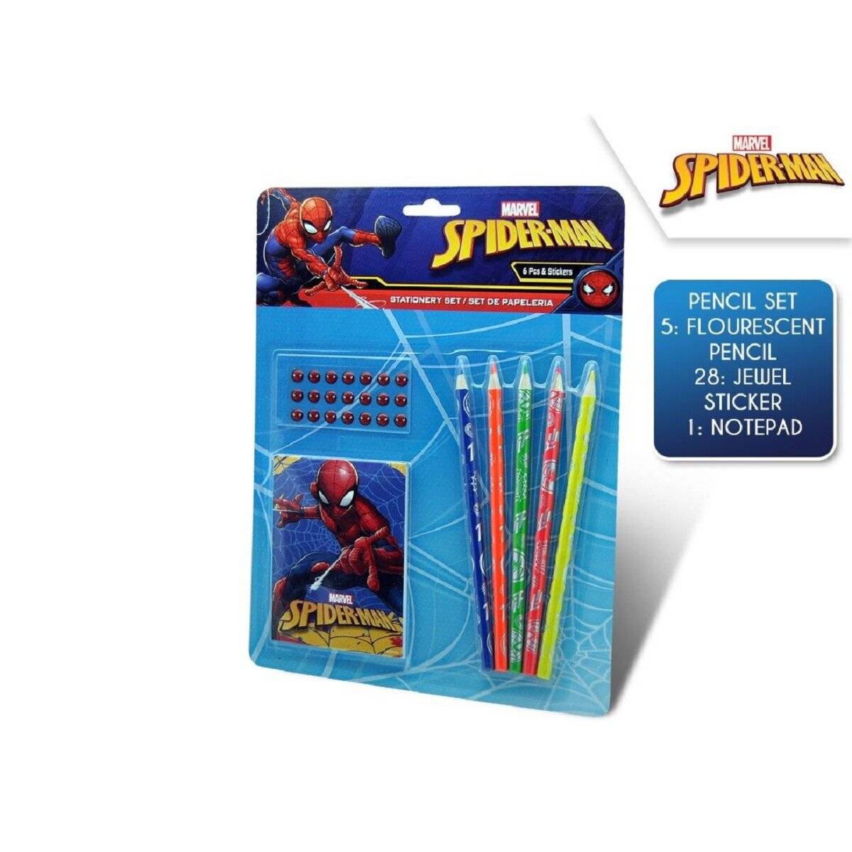 Spider-Man Schreibset für Kinder  5 Stifte & Notizblock