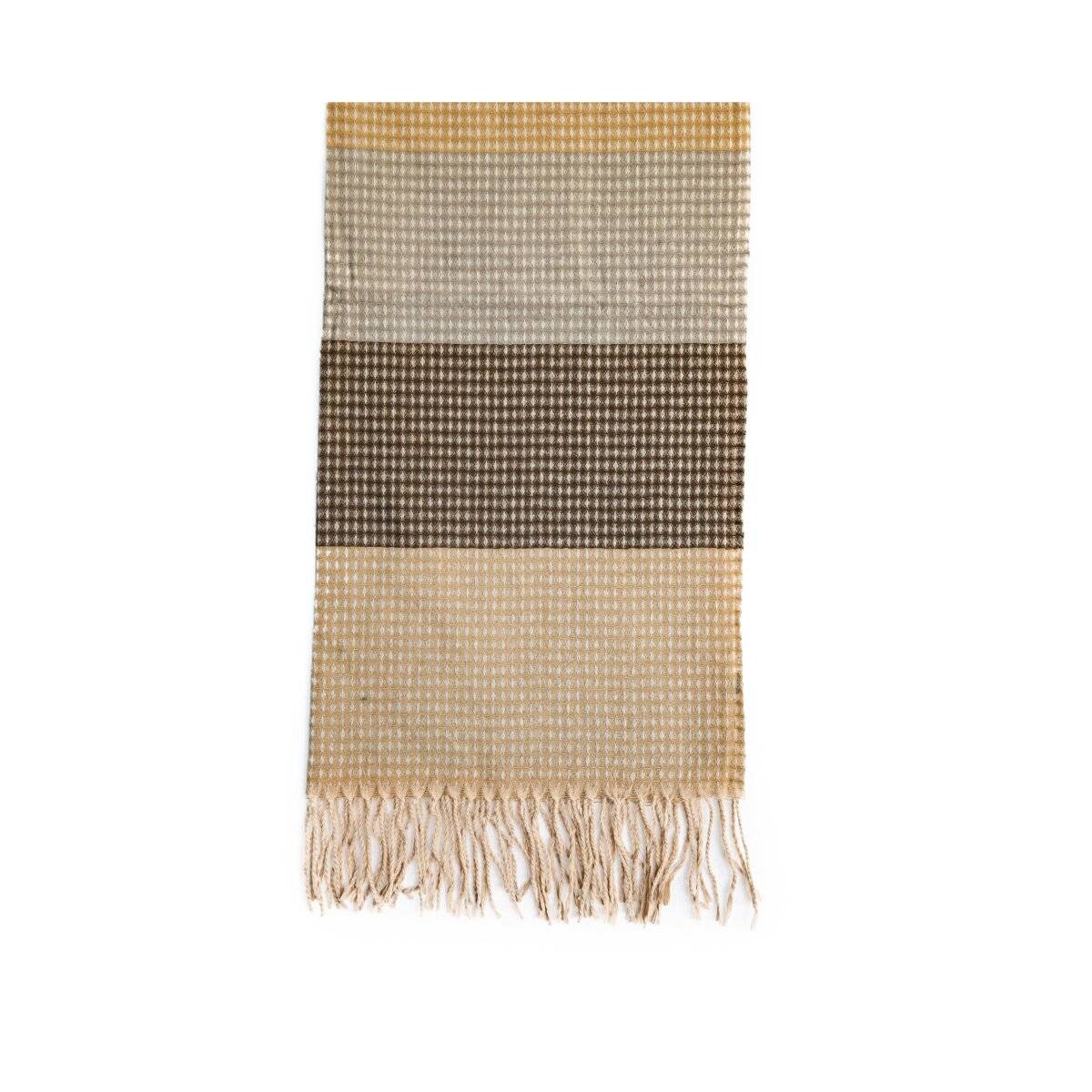 Karierter Schal mit Fransen ideal für den Herbst und Winter - 70x190 cm Braun