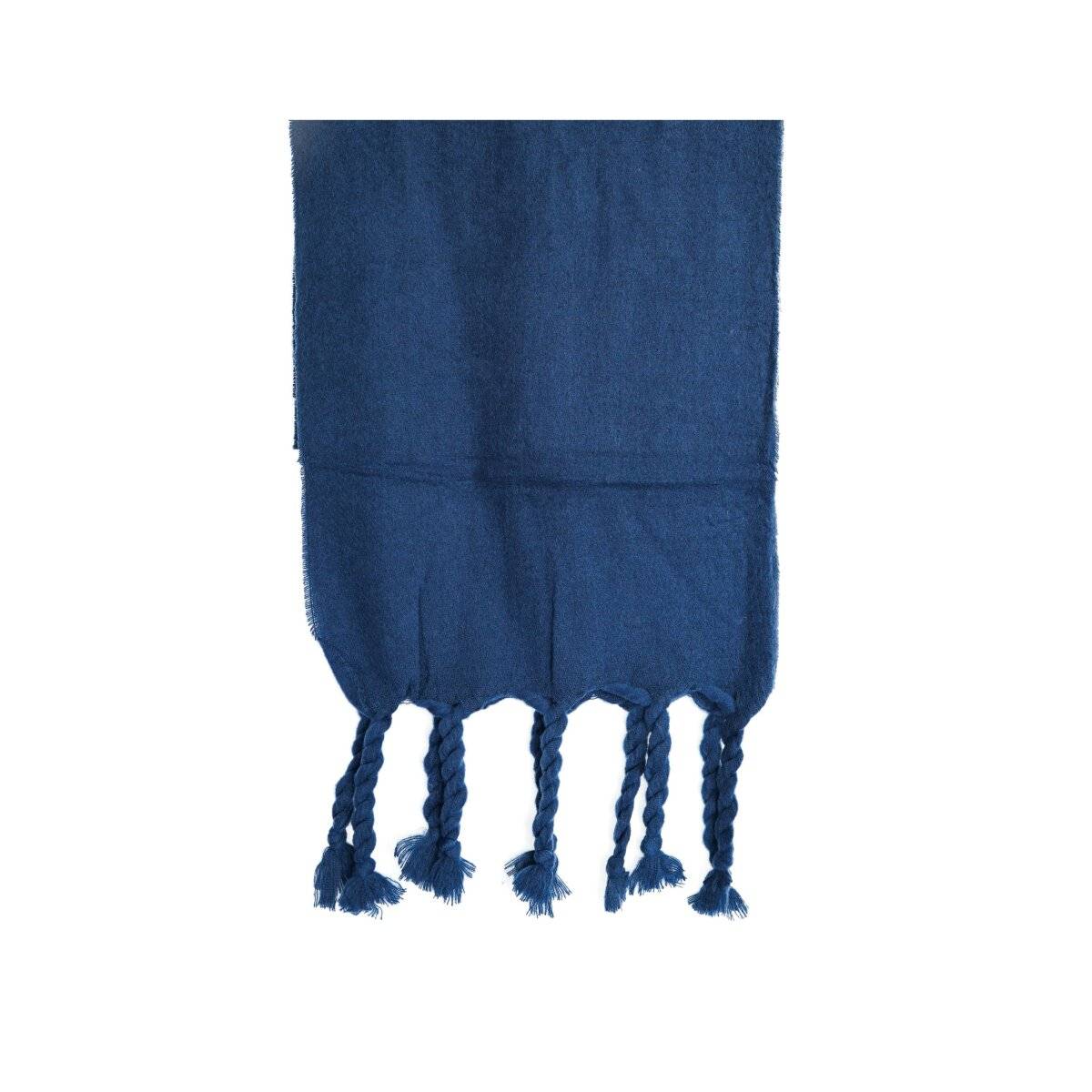 Kuscheliger Schal mit Fransen - einfarbiger Modeschal für Damen, 50 x200 cm Dunkelblau