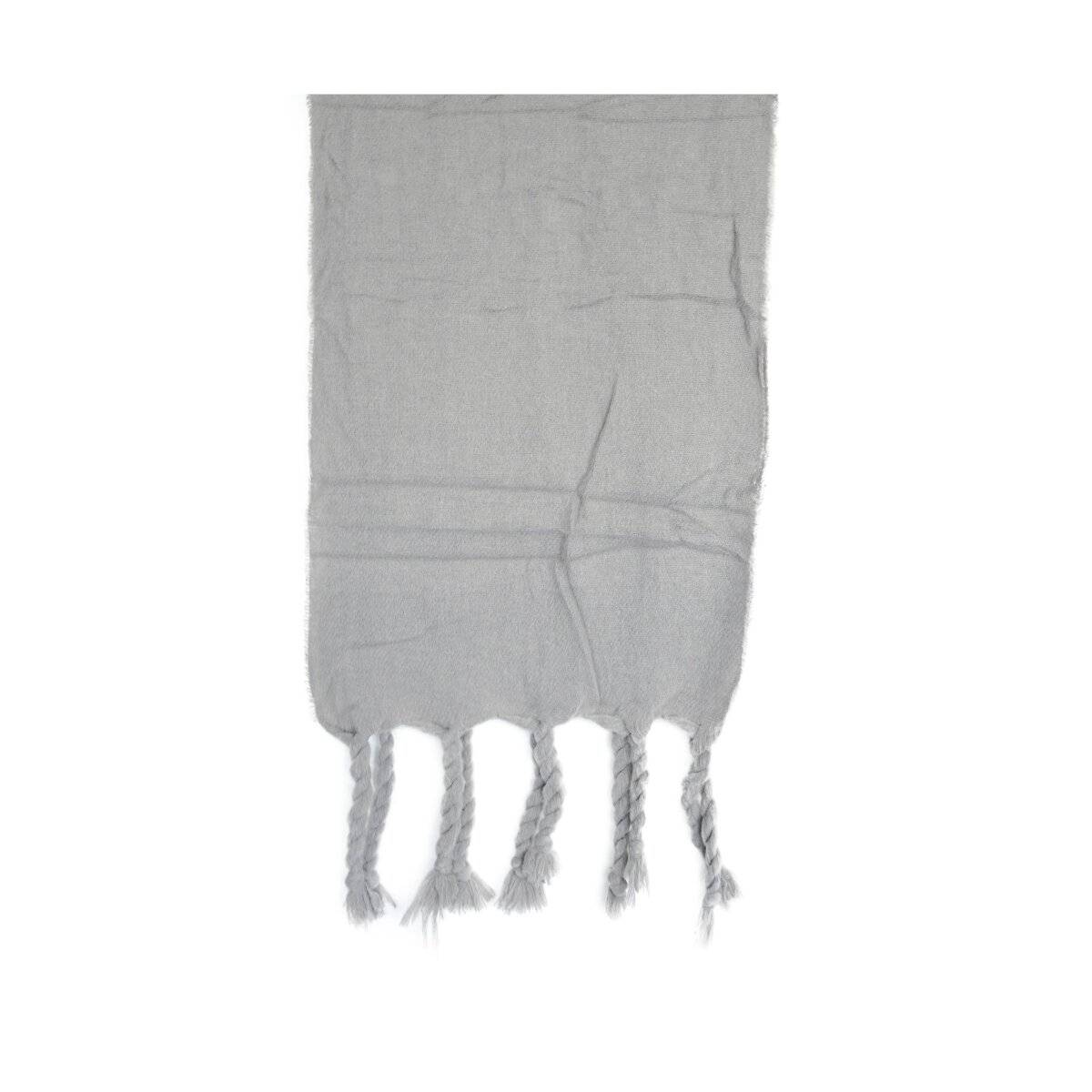 Kuscheliger Schal mit Fransen - einfarbiger Modeschal für Damen, 50 x200 cm Grau
