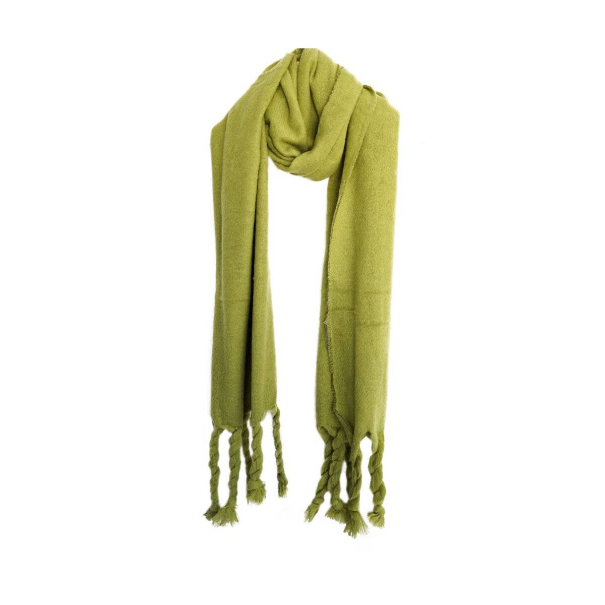 Kuscheliger Schal mit Fransen - einfarbiger Modeschal für Damen, 50 x200 cm Hellgrün