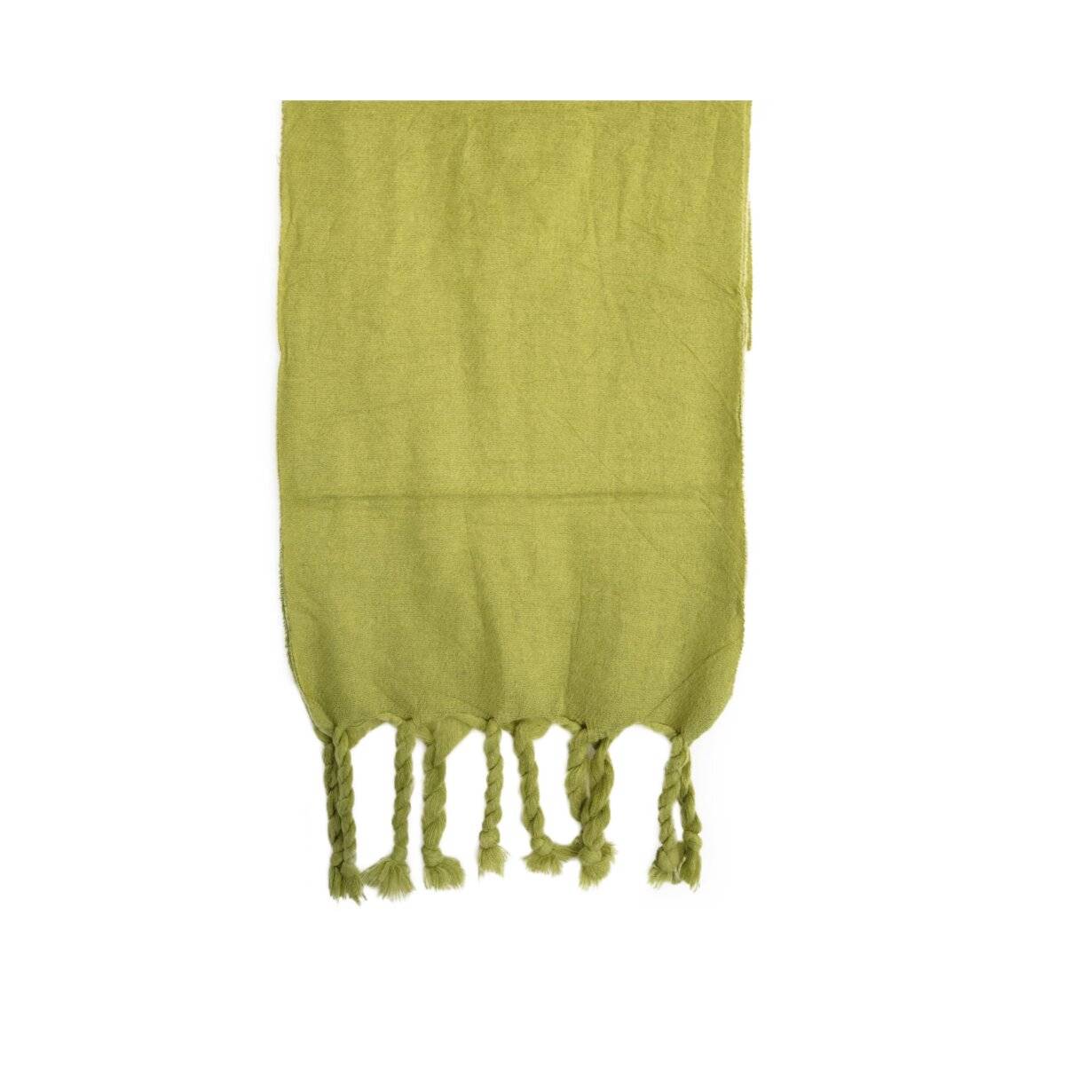Kuscheliger Schal mit Fransen - einfarbiger Modeschal für Damen, 50 x200 cm Hellgrün