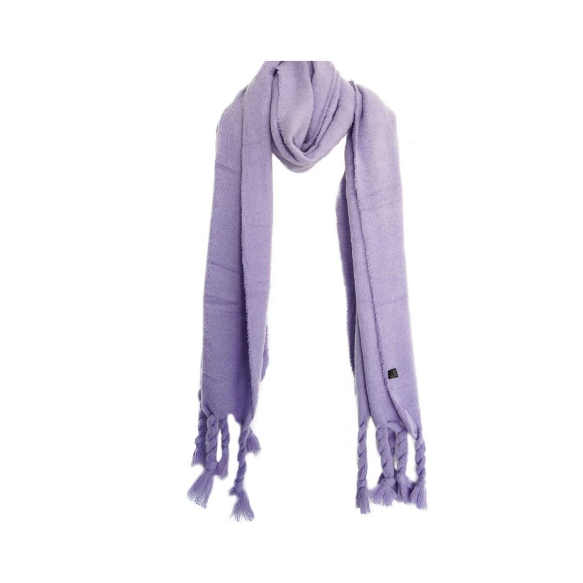 Kuscheliger Schal mit Fransen - einfarbiger Modeschal für Damen, 50 x200 cm Lila