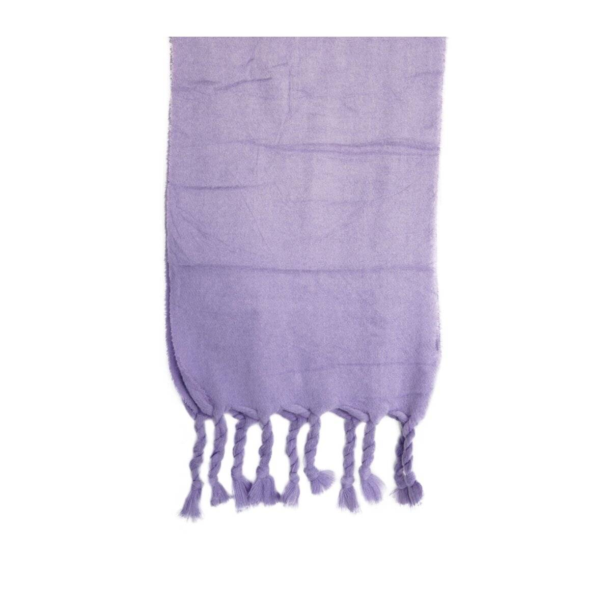Kuscheliger Schal mit Fransen - einfarbiger Modeschal für Damen, 50 x200 cm Lila