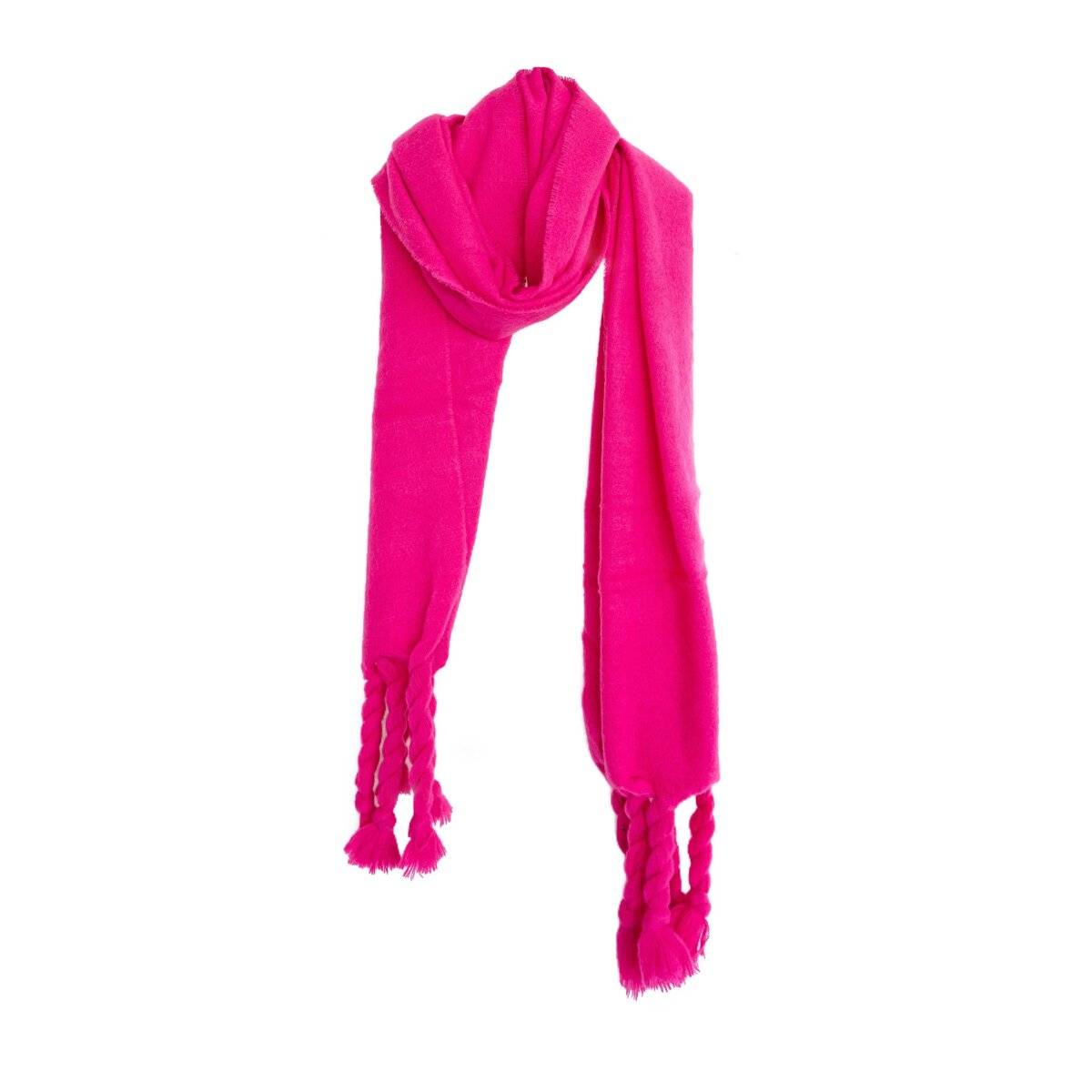Kuscheliger Schal mit Fransen - einfarbiger Modeschal für Damen, 50 x200 cm Pink
