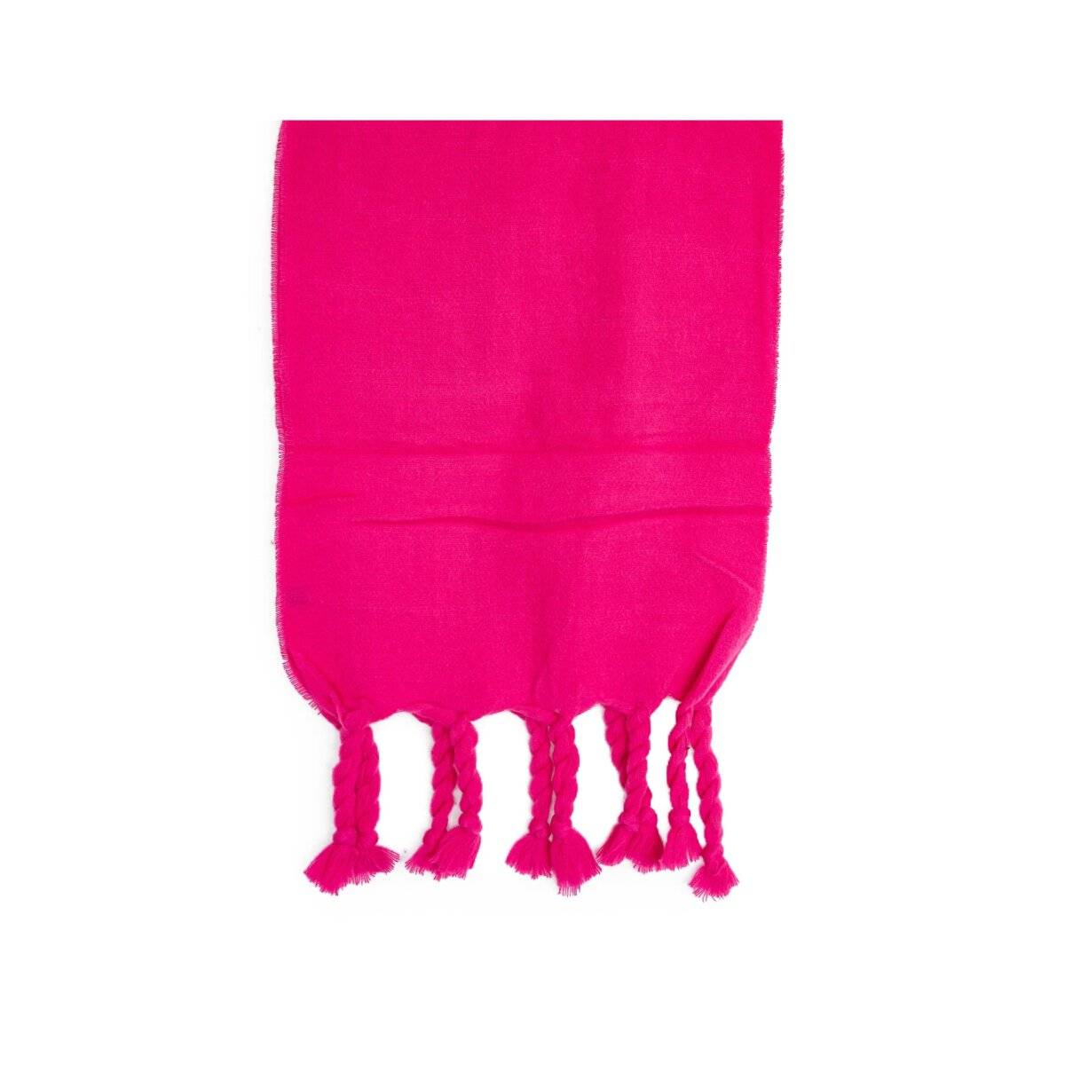 Kuscheliger Schal mit Fransen - einfarbiger Modeschal für Damen, 50 x200 cm Pink