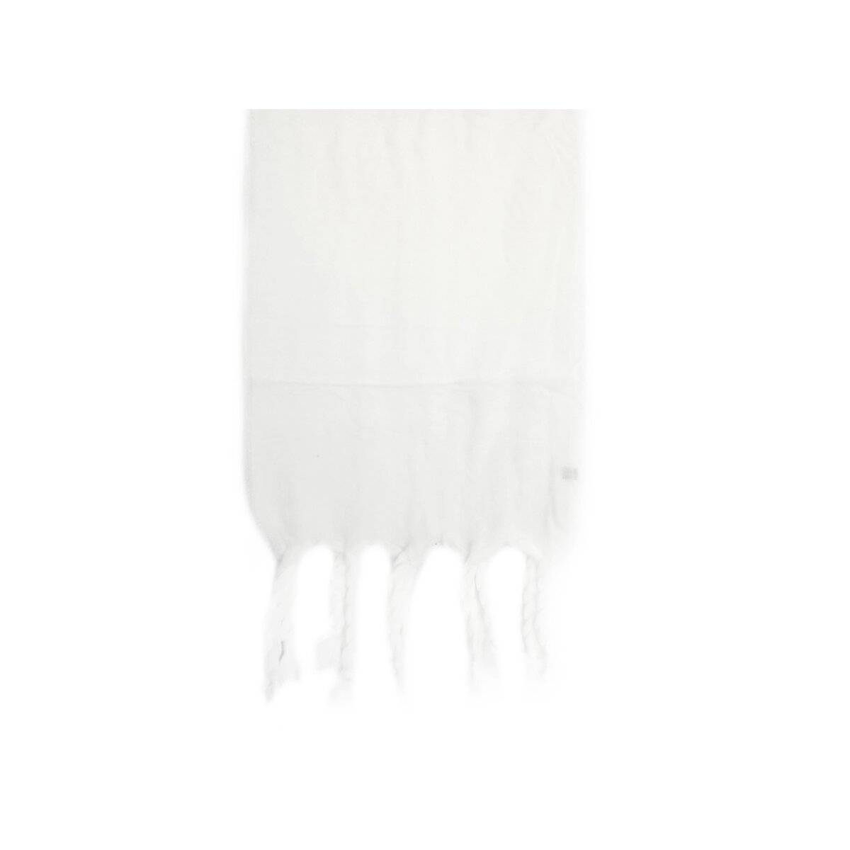 Kuscheliger Schal mit Fransen - einfarbiger Modeschal für Damen, 50 x200 cm Weiß