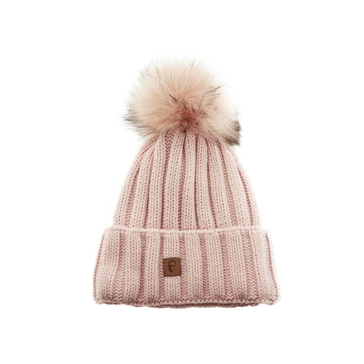 Faera Mütze zum Warmhalten im Herbst oder Winter Bommel-Mütze mit Futter Hellrosa