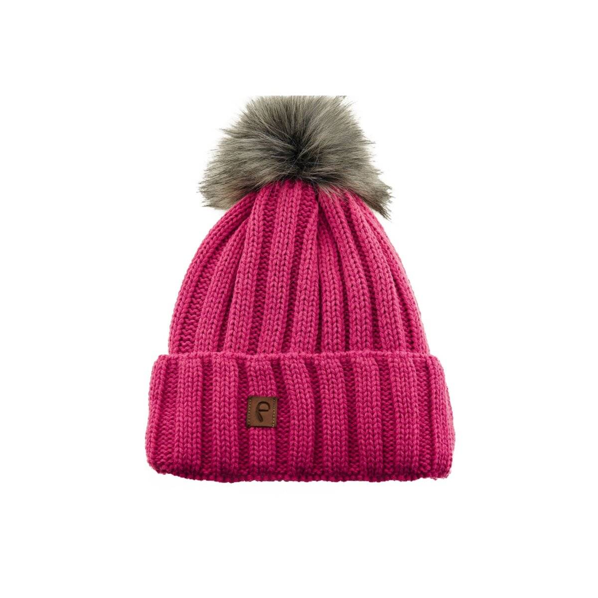 Faera Mütze zum Warmhalten im Herbst oder Winter Bommel-Mütze mit Futter Fuchsia