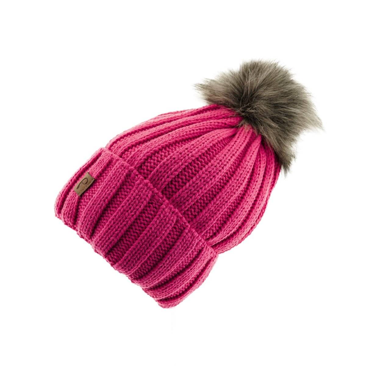 Faera Mütze zum Warmhalten im Herbst oder Winter Bommel-Mütze mit Futter Fuchsia