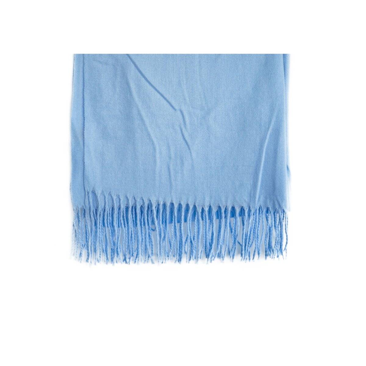 Eleganter Modeschal mit Fransen- Halstuch für Damen 75x180 cm Babyblau