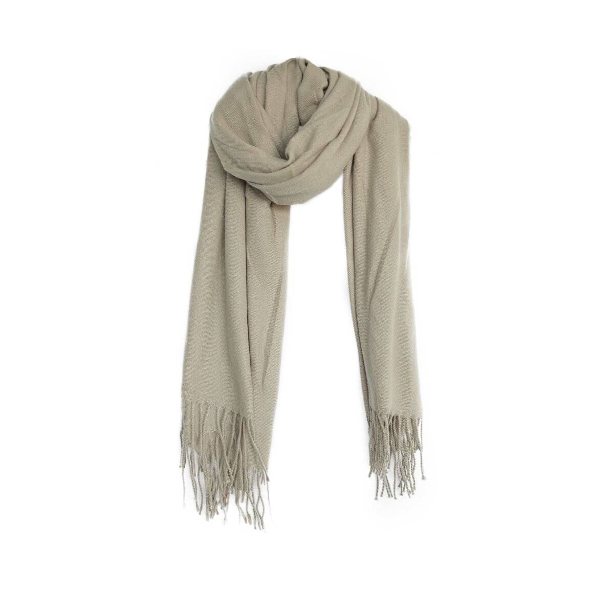 Eleganter Modeschal mit Fransen- Halstuch für Damen 75x180 cm Beige