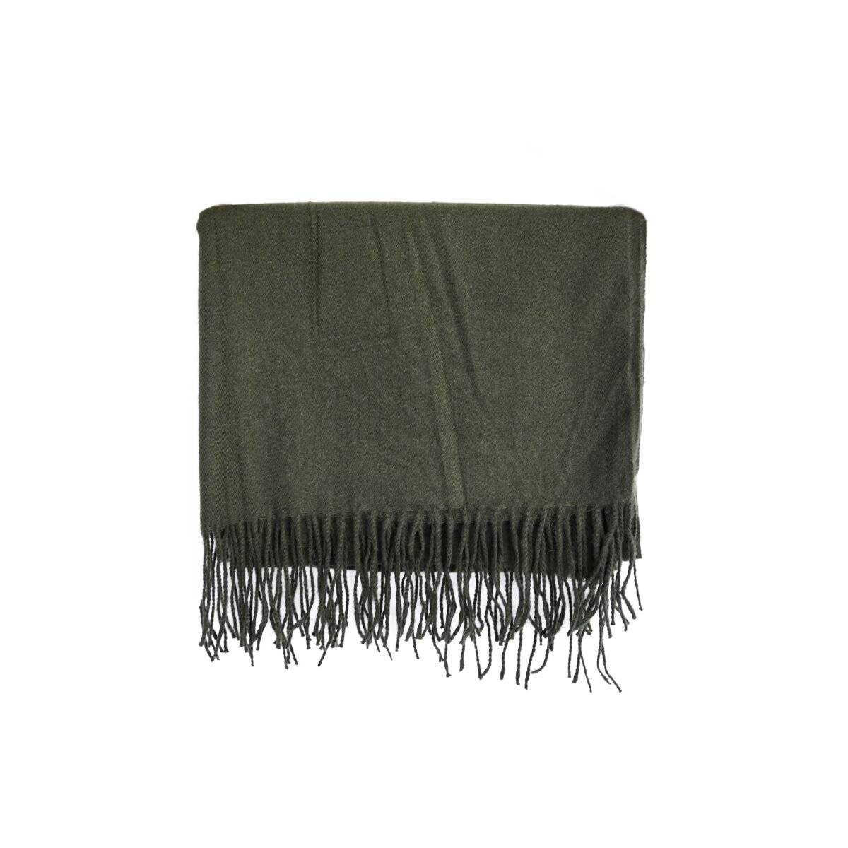 Eleganter Modeschal mit Fransen- Halstuch für Damen 75x180 cm Dunkelgrün
