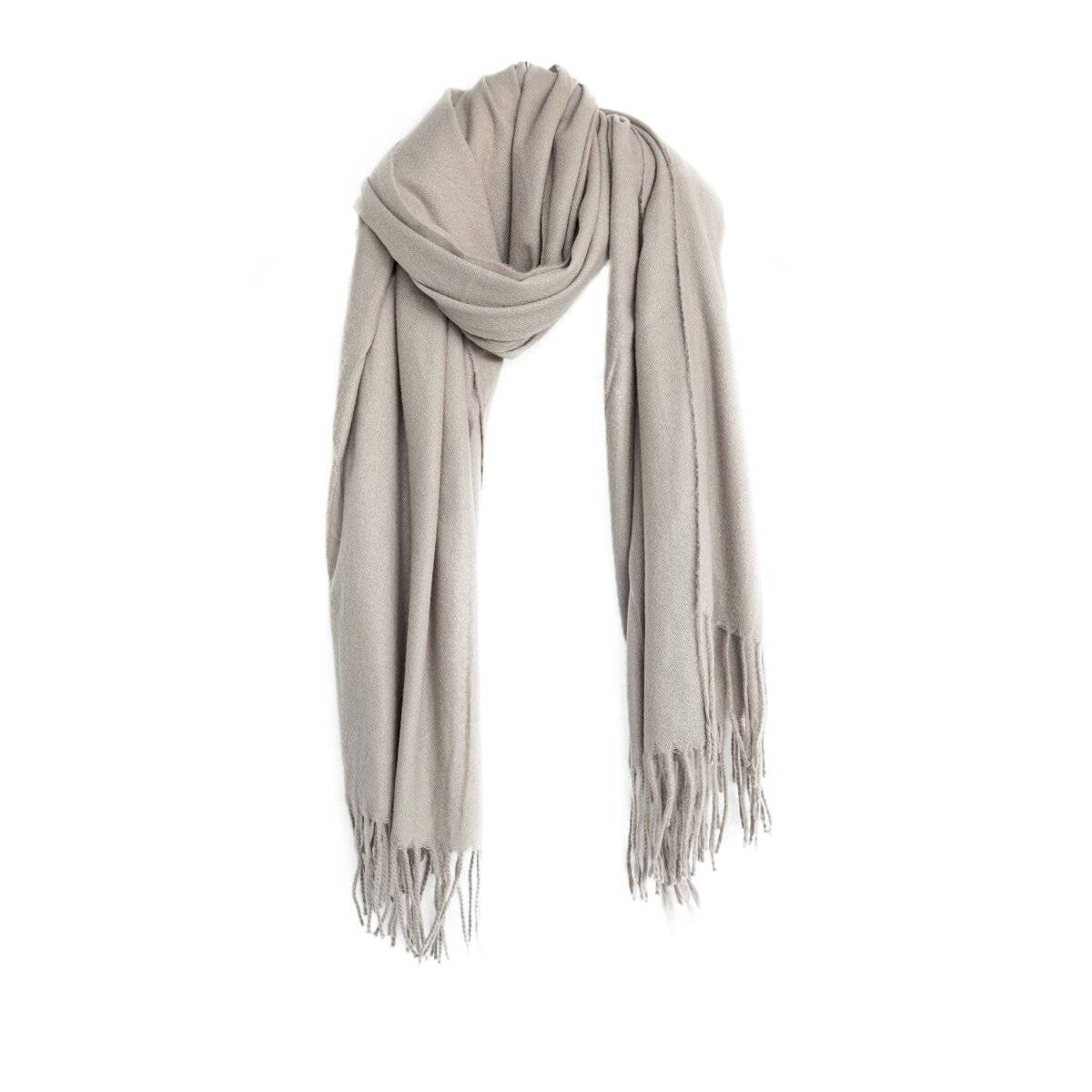 Eleganter Modeschal mit Fransen- Halstuch für Damen 75x180 cm Hellbraun